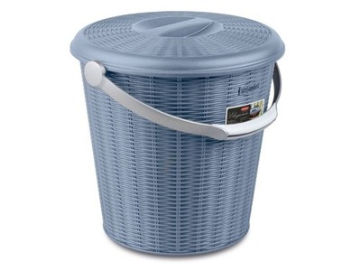 Stefanplast Elegance Eimer Mit Deckel 10 Liter Blau Silber Polipropilen