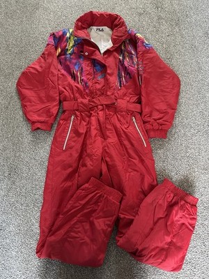 Fila Ski Team Italia Skianzug, Größe 12, rot, Schneeanzug, Vintage, Retro, (G11)
