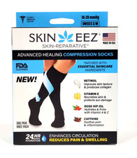 Skin Eez Skin Reparative Hydrating Compression Socks Adult S/M  Below Knee Black