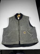 Vintage Carhartt Quilt-Lined Artic Vest Shadow Grey V02-029 2XL Workwear Faded