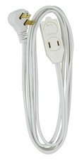 Woods SlimLine Extension Cord - 16/3 Indoor Flat Plug with 16/2 Gauge, White 
