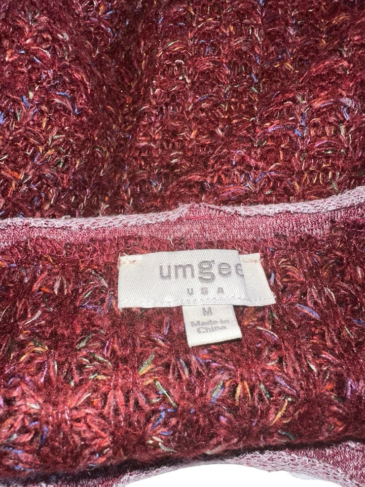 Suéter UMGEE Talla M VINO Multicolor Borde Crudo Detalle Hombro Caído Medios Mixtos Foto 3 de 4