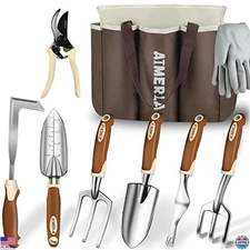 9-Piece Heavy Duty Gardening Tools Set with Non-Slip Grip & Large Storage Bag