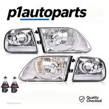 Fit For 1997-2003 Ford F150 Expedition Clear Chrome Headlights Corner Lights