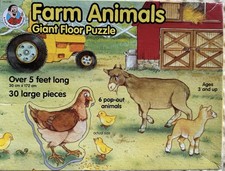 Farm Animals Giant Floor Puzzle   Over 5 Feet Long   30 Pieces  Pop-Out Animals