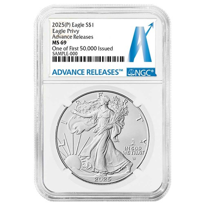 #ad 2025 P $1 American Silver Eagle First Eagle Privy Releases One of First $99.00