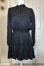 Womens Boho Black High Neck Midi Dress Ladies Long Sleeve Casual Party Sundress