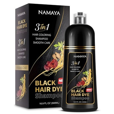 Black Hair Dye Shampoo 3 in 1- Schwarzes Haar Shampoo gegen graue Haare 500 ml