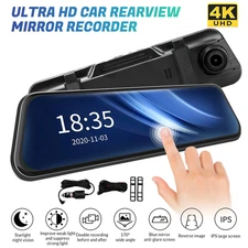 4K 10" Dual Dash Cam Car Rear Mirror View Backup Dual Camera Night Vision IPS US