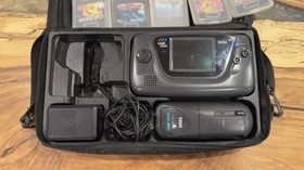 Sega Game Gear Console Bundle 13 Games Case Battery Pack AC Adapter READ