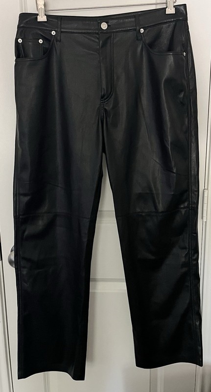 Nanushka Trousers Women's Size XL  Black Faux Leather Straight Leg - Excellent !