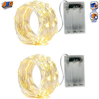 Led Lichterkette 50 Micro Lampen 5M Silberdraht Batterie Blink Dauerlicht Deko