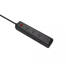 12 Ft. 9-Outlet Surge Protector with 1 USB-A and 2 USB-C, Black