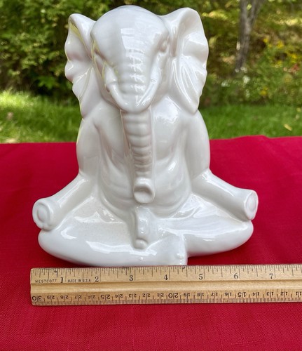 Vintage Hindu Ganesha Elephant Porcelain Figurine Statue Meditation Yoga - Picture 7 of 9