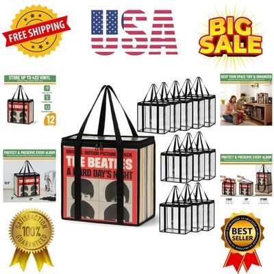Vinyl Storage Bag 12-Pack Clear PVC Plastic Media Carrying Case with Zipper -...
