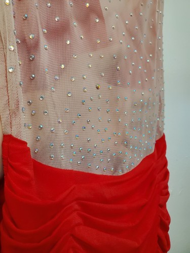 Special Occasion Dress Red Nude Back Sparkle Mermaid Evening Gown Prom Dress 5/6 - Picture 12 of 16