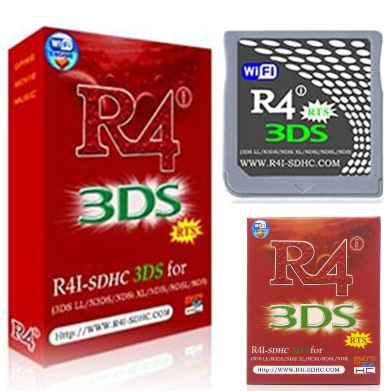 R4i SDHC RTS Flashcart pour consoles Nintendo 3DS XL et 2DS avec lecteur USB inclus