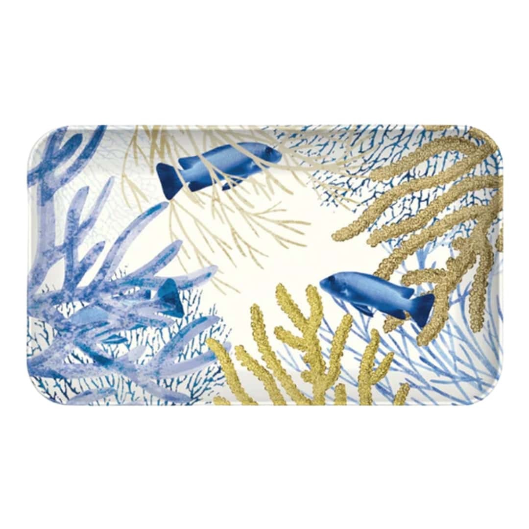 Blue Melamine Rectangular Tray CORALLO Touch-Mel 21x13 Cm - Emporio Zani