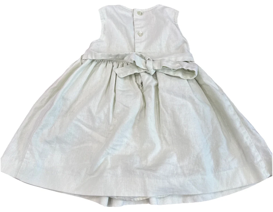 Rare Editions Smocked Rose Dress Size 12m Cottagecore Boho Light Green - Image 4 of 4