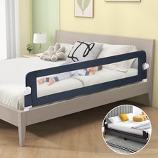 71 Inch Toddler Foldable Bed Rail w/ Adjustable Safety Strap, Bedrail Guard