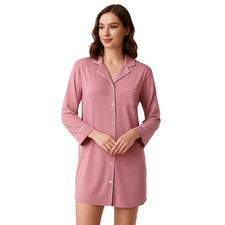 SALE Women’s Viscose Nightdress Nightshirt Soft Button Down Sleepwear Loungewear