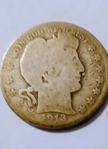 1913 Barber Half Dollar In Good Condition 90% Silver