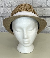 STEVE MADDEN WOMENS BROWN STRAW FEDORA HAT WI...