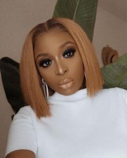 Ombre Blonde Yaki Straight Bob Wigs Human Hair Lace Front Wigs 13x4 Pre Plucked