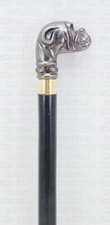 Black Antique Finish Pitbull Dog Head Handle Walking Stick Victorian Wooden Cane