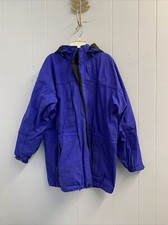 Eddie Bauer Jacket Mens Size Large Vintage Full Zip Blue Color Hood Vented