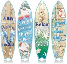 4 Pcs Surfboard Wall Decor Surfboard Wall Hanging Sign Wooden Beach Decoration S