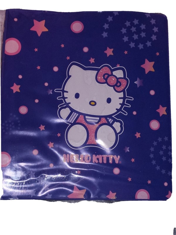 Vintage 2001 Pink Hello Kitty Purple 2in 3-ring Binder School Supplies