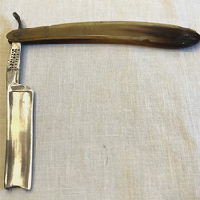 Cubiertos antiguos "The Old English Razor" rectos y celuloides Manhattan Sheffield