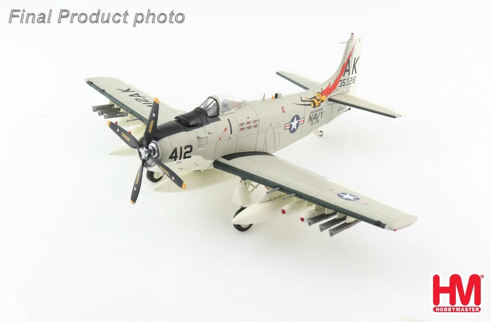 Hobby Master 1/72 HA2917 A-1H Skyraider USN VA-176 Thunderbolts, Pete Russel - Immagine 4 di 4