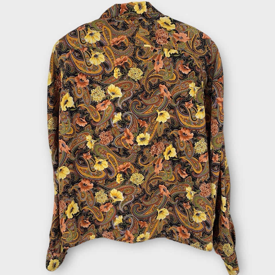 Blusa De Colección Joseph A Qu'est-ce Que C'est Seda Para Mujer Grande Negra Floral Cachemira Foto 2 de 4
