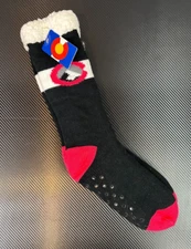 Gold Medal Fuzzy Thick Colorful Colorado Flag Slipper Socks