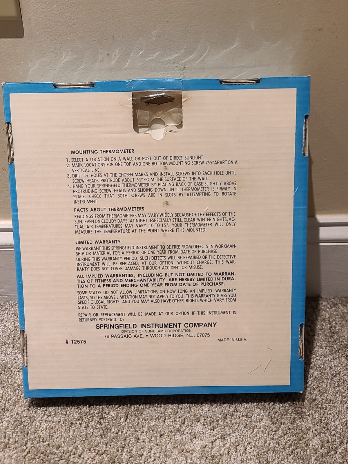 Vintage WALKER MUFFLERS Round SPRINGFIELD Advertising Wall Thermometer