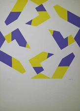 Serigraphy Screen Print Screen Print Screen Print MILLS 1974 52/150 50x70 Geometry