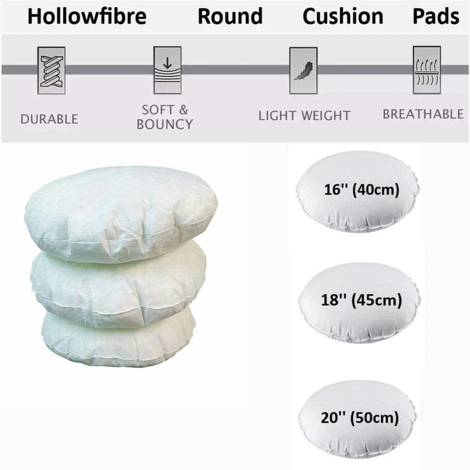 Round Cushion Inserts Pads Inners Fillers Scatters Circle Shape Home Sofa Decor. - Image 3 of 4