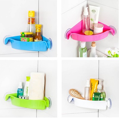 Bathroom Corner Drain Shelves Storage Rack Holder Strong Shelf Suction Q1S2 K9Q0