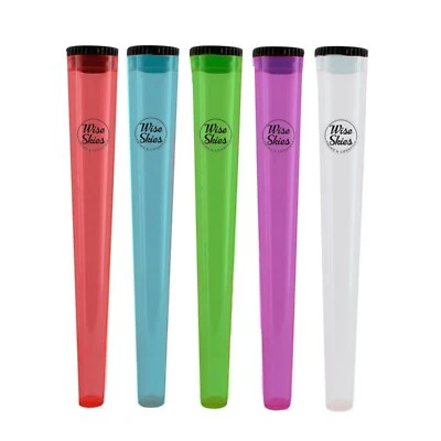5 X Wise Skies Cone Holder Air Tight Plastic Rolling Tube In 5 Colour