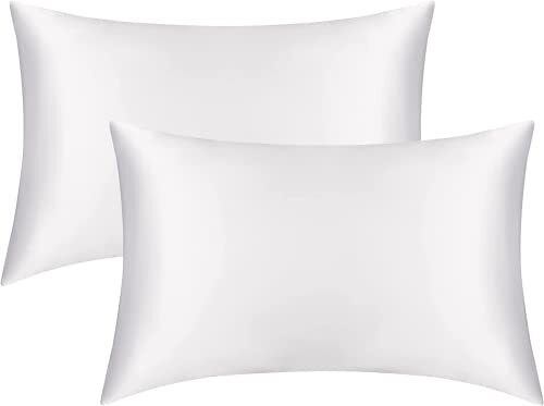 Satin Pillowcase for Hair and Skin -Bed 2 x Standard (20 x 26 Inches) White