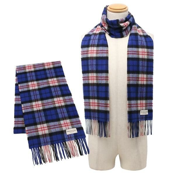 Johnstons of Elgin Scarf Muffler Blue Multicolor Men's Made in