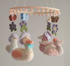 Ready To Ship - Handknitted Gorgeous Ducks with Colorful Flowers and Butterflies