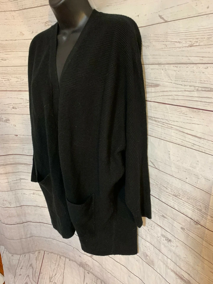 Cárdigan para mujer Ellen Tracy acanalado frente abierto negro talla S pequeño Foto 3 de 4