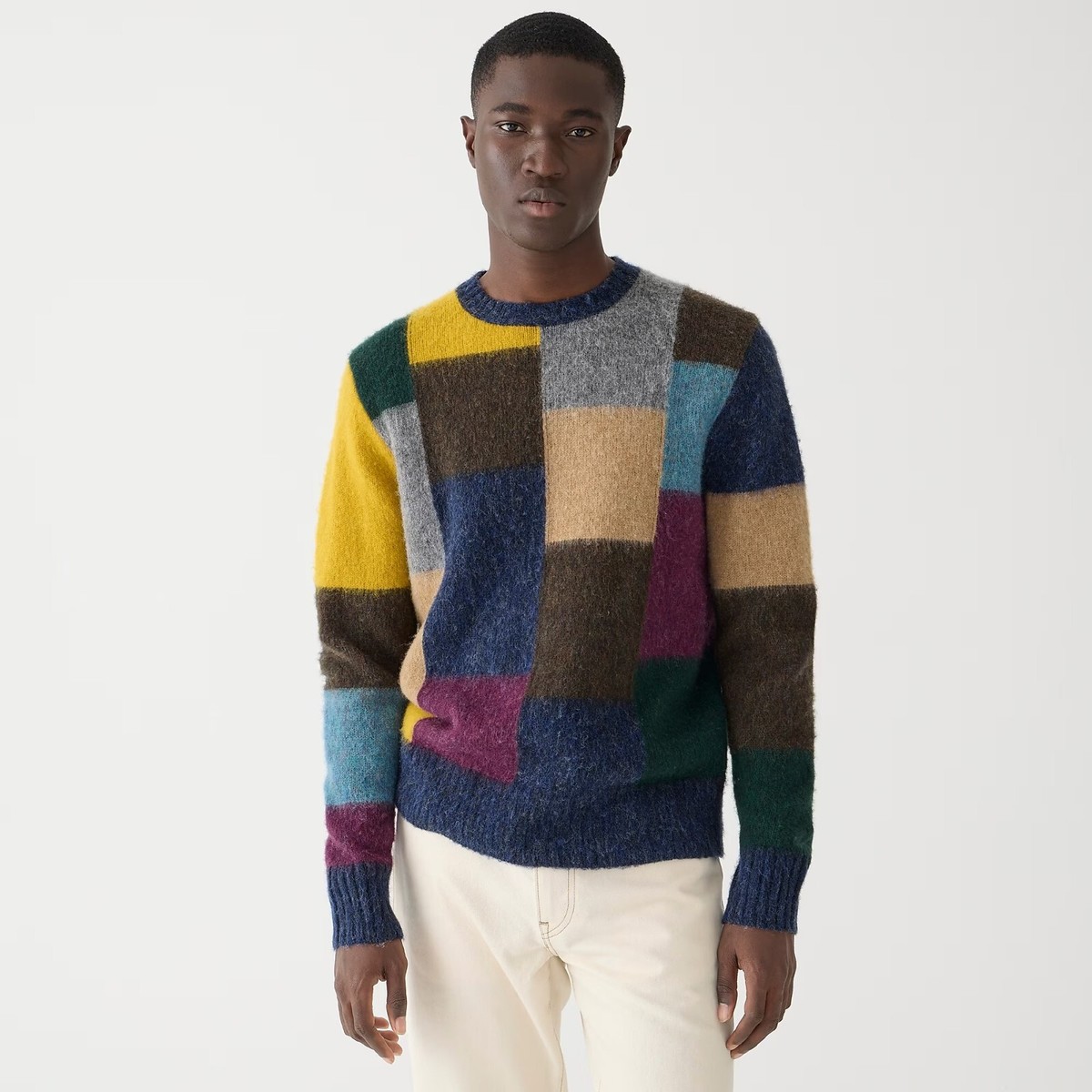 J. CREW Men's Brushed Wool Crewneck Sweater Heather Pacific
