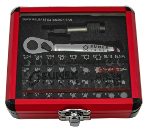 Sunex Tools 9726 - 38 Piece Mini Ratchet and Bit Set with Aluminum Storage Case - Picture 3 of 8