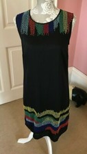 Monsoon Black Evening Dress With Ethnic Beading Work UK Size 10