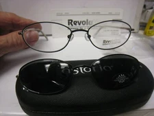 NEW Revolution Eyeglass Frame W/ Magnet sun shade REV662  BKCP 52-17-140 w/case
