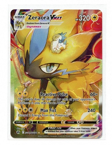 PSA 9 Zeraora Vmax Full Art GG42 2023 Pokemon Crown Zenith